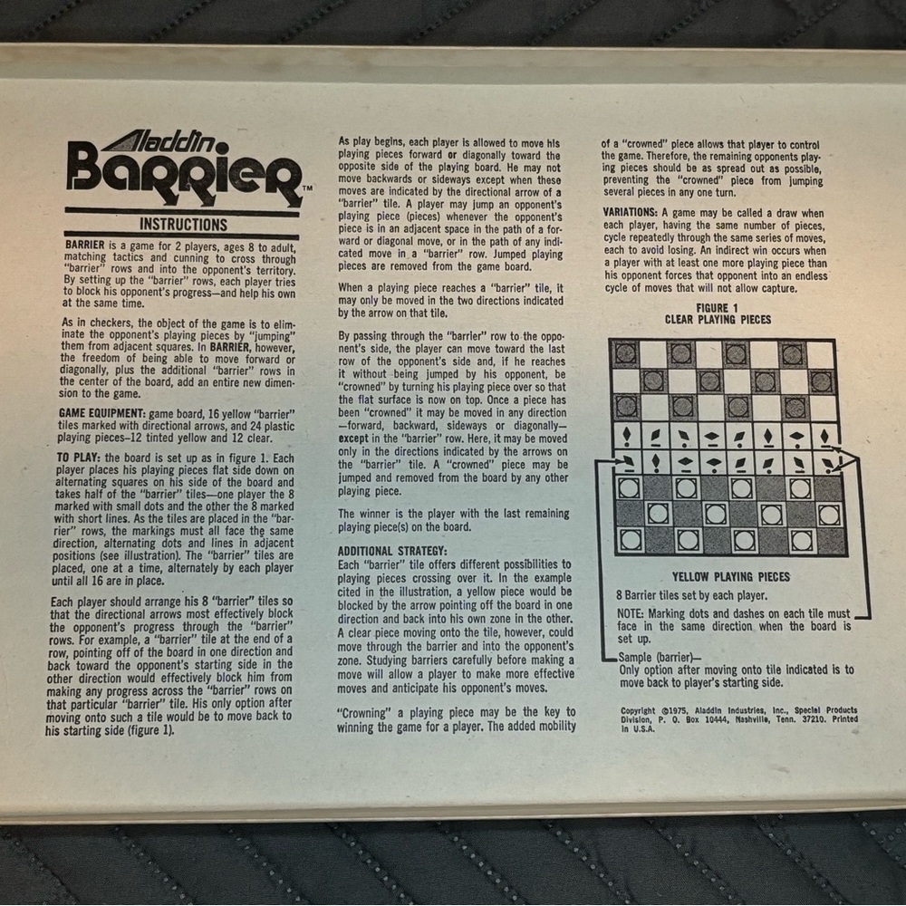 Aladdin‎ Barrier The International Game of Tactical Momentum Vintage 1975 Sealed - Picture 3 of 5